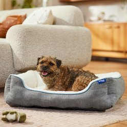 Frisco Sherpa Bolster Cat & Dog Bed, Gray, Medium