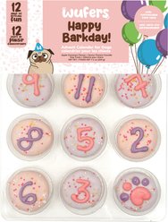 Wufers Happy Barkday 12-Day Birthday Advent Calendar Cookies Dog Treats, 7.2-oz, 12 count, Pink