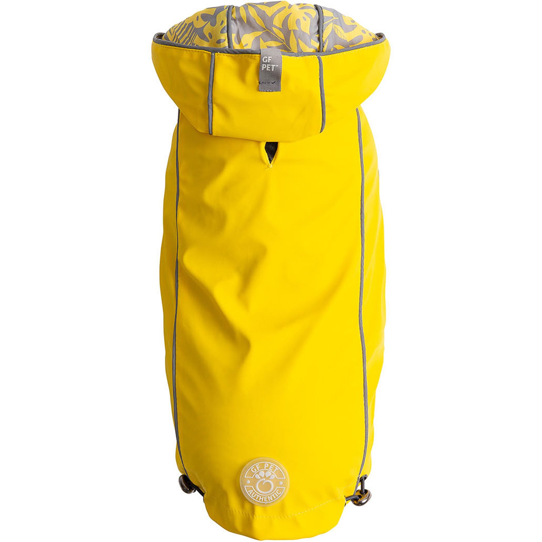 GF Pet Elasto-Fit Reversible Hooded Dog Raincoat, Yellow/Leaves, Small