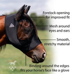 Professional's Choice Comfort Fit Horse Fly Mask with Ears, Black, Horse slide 2 of 2