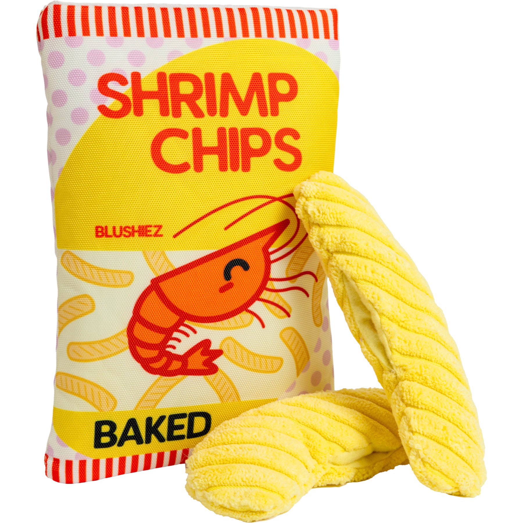 Blushiez Shrimp Chips Squeaky Plush Dog Toy, 5.5-in, 3 count