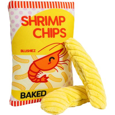 Blushiez Blushiez Shrimp Chips Squeaky Plush Dog Toy, 5.5-in, 3 count