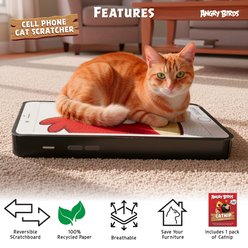 Angry Birds Cell Phone Fun Character Cardboard Scratcher Cat Toy with Catnip, Black/Red, 18 x 9-in, slide 2 of 6