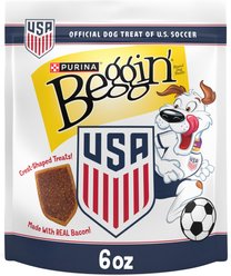 Beggin' Soccer Crest Bacon Flavor Jerky Dog Treats, 6-oz pouch