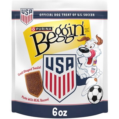 Beggin' Beggin' Soccer Crest Bacon Flavor Jerky Dog Treats, 6-oz pouch