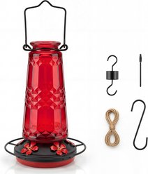 Kingsyard Glass Hummingbird Feeder with 5 Feeding Ports & Ant Moat, Red, 19-oz slide 2 of 8