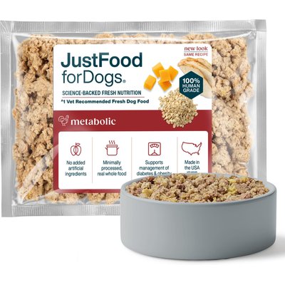 JustFoodForDogs JustFoodForDogs Veterinary Diet Metabolic Support Frozen Human-Grade Fresh Dog Food, 18-oz pouch, case of 21