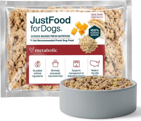 JustFoodForDogs Veterinary Diet Metabolic Support Frozen Human-Grade Fresh Dog Food, 18-oz pouch, case of 7