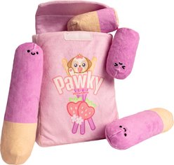 Blushiez Strawberry Pawky Squeaky Plush Dog Toy, 5.5-in, 4 count