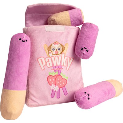 Blushiez Blushiez Strawberry Pawky Squeaky Plush Dog Toy, 5.5-in, 4 count