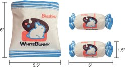 Blushiez White Bunny Candy Squeaky Plush Dog Toy, 5.5-in, 3 count slide 2 of 2