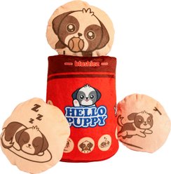 Blushiez Hello Puppy Biscuit Box Squeaky Plush Dog Toy, 5.5-in, 4 count