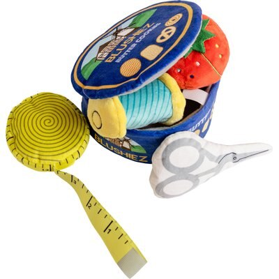 Blushiez Blushiez Butter Cookie Tin Sewing Kit Squeaky Plush Dog Toy, 5.5-in, 5 count