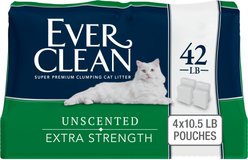 Ever Clean Extra Strength Unscented Clumping Clay Cat Litter, 10.5-lb bag, case of 4