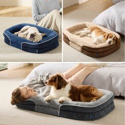 Bedsure All-around Bolster Orthopedic Dog Sofa Bed with Removable Cover, Navy Blue, Large slide 2 of 8