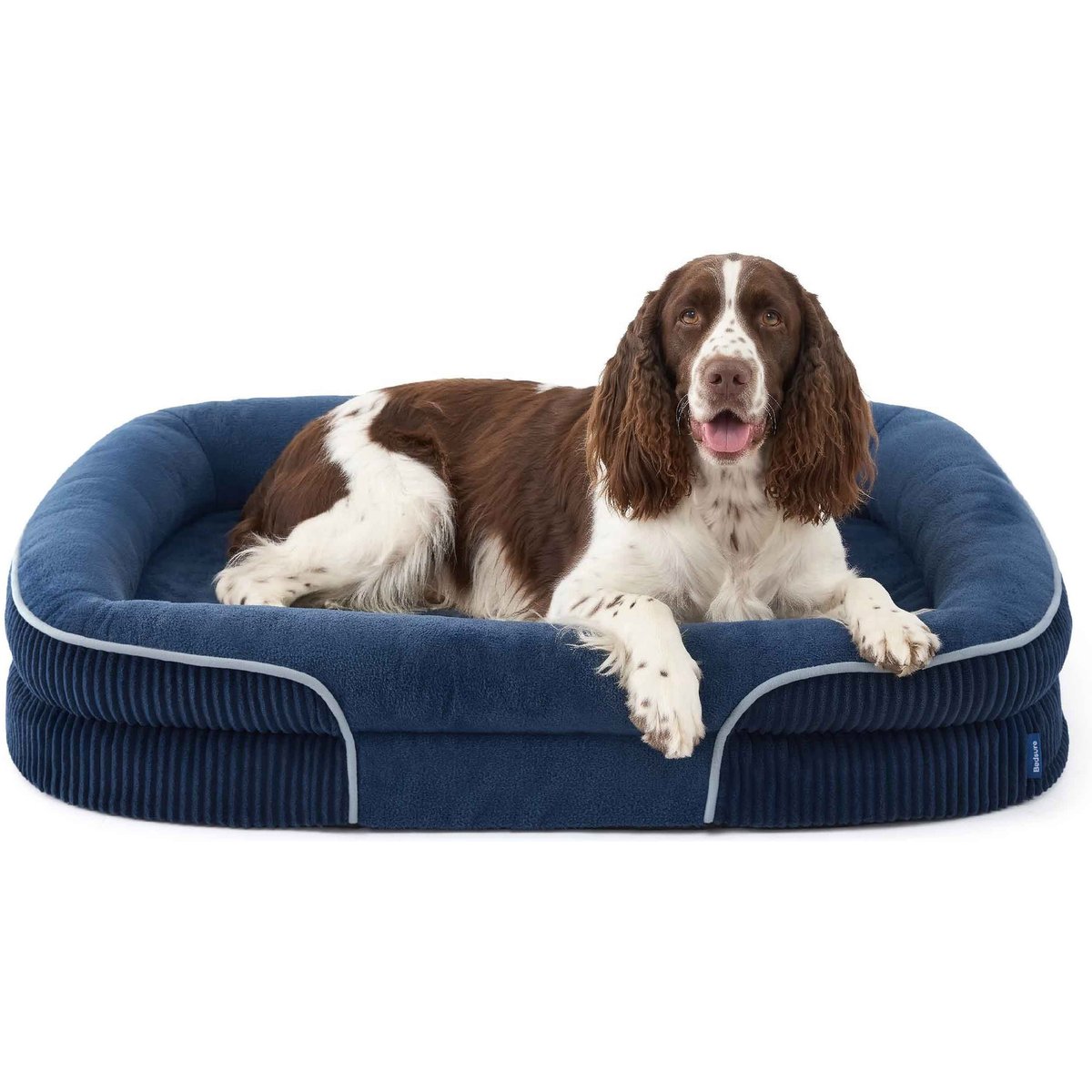 Bedsure All-around Bolster Orthopedic Dog Sofa Bed with Removable Cover, Navy Blue, Large Plus