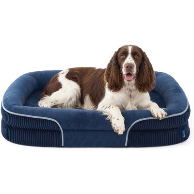 Bedsure Bedsure All-around Bolster Orthopedic Dog Sofa Bed with Removable Cover, Navy Blue, Large Plus