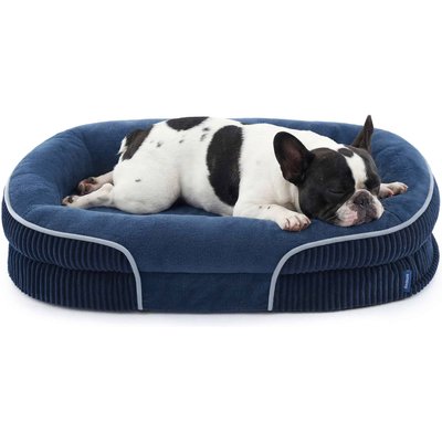 Bedsure Bedsure All-around Bolster Orthopedic Dog Sofa Bed with Removable Cover, Navy Blue, Medium