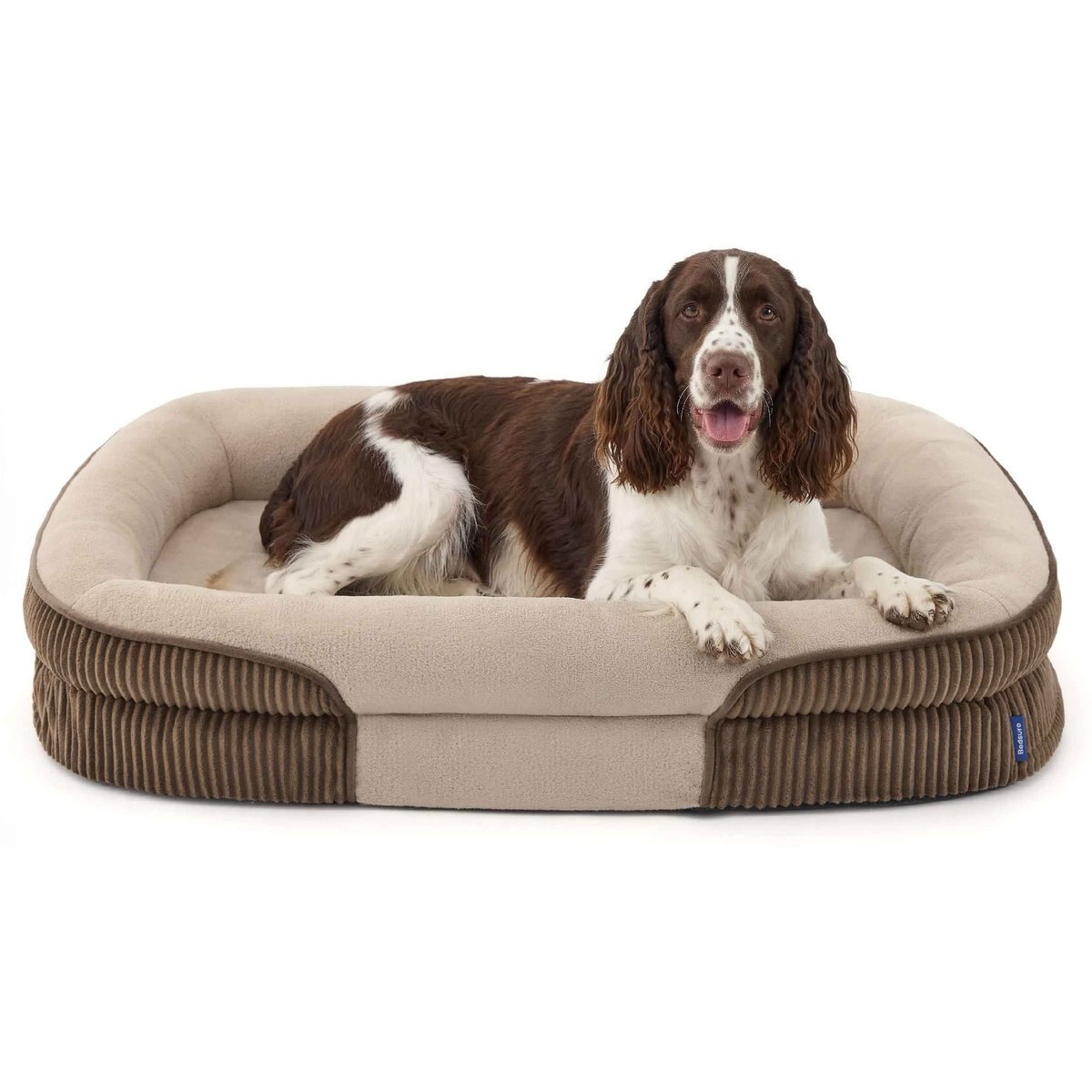 Bedsure All-around Bolster Orthopedic Dog Sofa Bed with Removable Cover, Brown, Large Plus