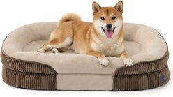 Bedsure All-around Bolster Orthopedic Dog Sofa Bed with Removable Cover, Brown, Large