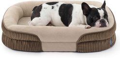 Bedsure All-around Bolster Orthopedic Dog Sofa Bed with Removable Cover, Brown, Medium