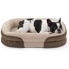 Bedsure All-around Bolster Orthopedic Dog Sofa Bed with Removable Cover, Brown, Medium