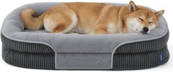 Bedsure All-around Bolster Orthopedic Dog Sofa Bed with Removable Cover, Grey, Large