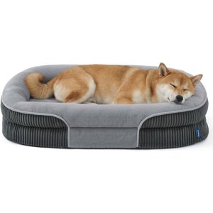 Bedsure All-around Bolster Orthopedic Dog Sofa Bed with Removable Cover, Grey, Large