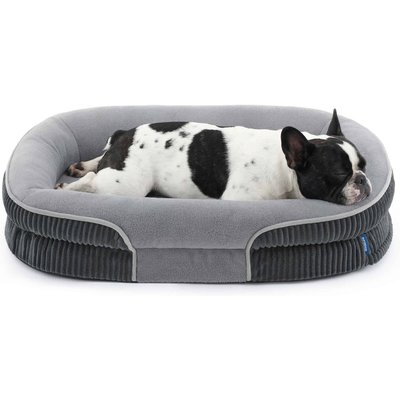 Bedsure Bedsure All-around Bolster Orthopedic Dog Sofa Bed with Removable Cover, Grey, Medium