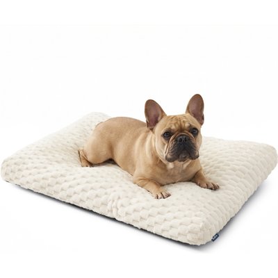 Bedsure Bedsure Bubble Fleece Dog Bed Mat with Fully Machine Washable, Beige, Medium