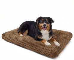 Bedsure Bubble Fleece Dog Bed Mat with Fully Machine Washable, Brown, X-Large Crate
