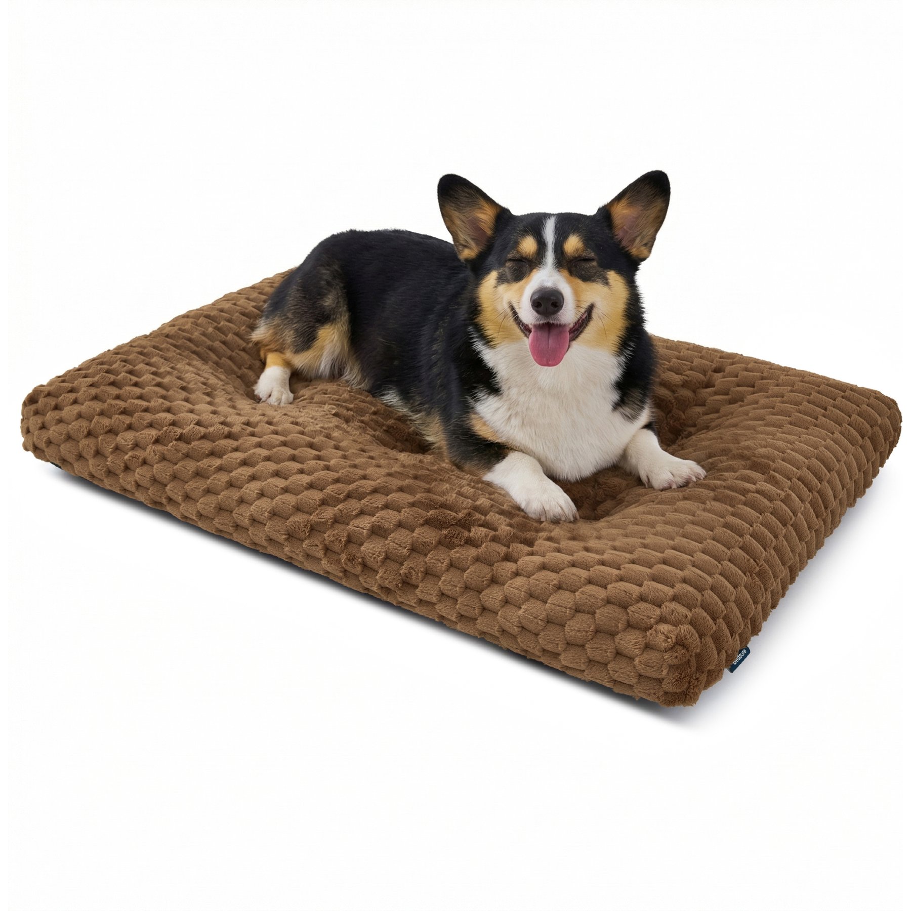 Bedsure Bubble Fleece Dog Bed Mat with Fully Machine Washable, Brown, Large Crate