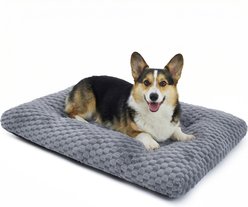 Bedsure Bubble Fleece Dog Bed Mat with Fully Machine Washable, Grey, Large Crate