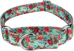 Country Brook Petz Vintage Roses Polyester Martingale Dog Collar, Red, Medium: 15 to 21-in neck, 1-in wide