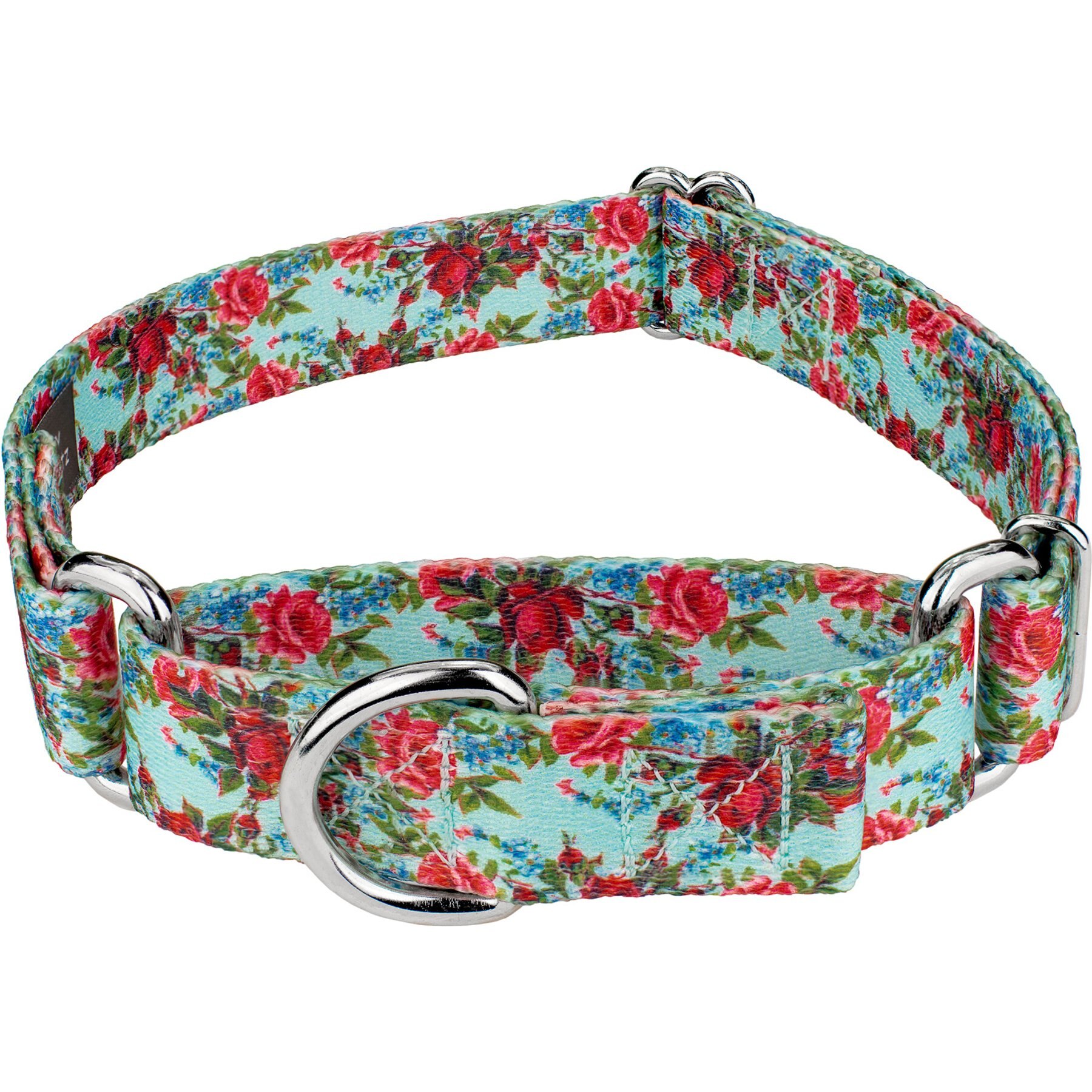 Country Brook Petz Vintage Roses Polyester Martingale Dog Collar, Red, Large: 18 to 26-in neck, 1-in wide