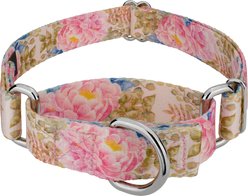 Country Brook Petz Watercolor Peonies Polyester Martingale Dog Collar, Pink, Small: 11 to 15-in neck, 5/8-in wide