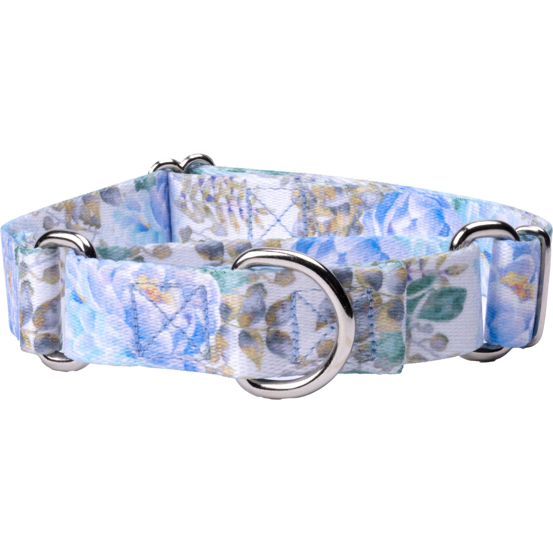 Country Brook Petz Blue Peonies Polyester Martingale Dog Collar, Blue, Small: 11 to 15-in neck, 5/8-in wide