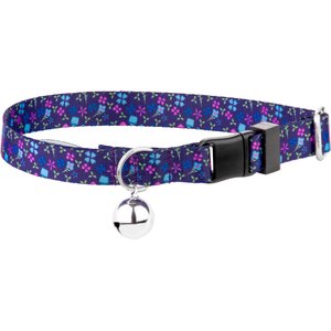 Country Brook Petz Blueberry Fields Bell Cat Collar, Blue, 8 to 12-in neck, 1/2-in wide