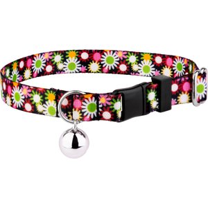 Country Brook Petz Daisy Fields Bell Cat Collar, Multicolor, 8 to 12-in neck, 1/2-in wide