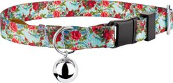 Country Brook Petz Vintage Roses Bell Cat Collar, Red, 8 to 12-in neck, 1/2-in wide