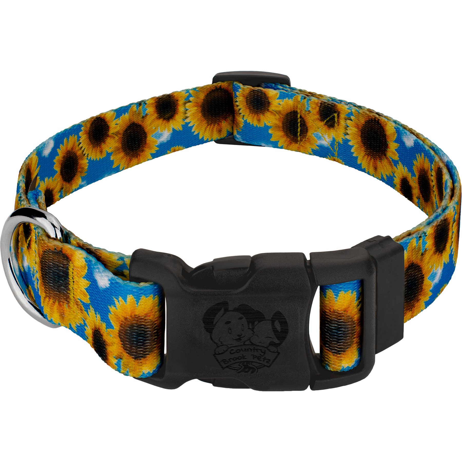 Country Brook Petz Sunflowers Everyday Polyester Dog Collar, Yellow, X-Small: 9 to 11-in neck, 1/2-in wide