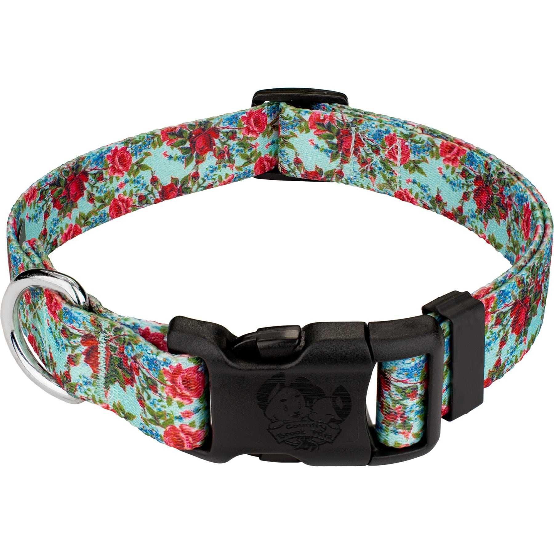 Country Brook Petz Vintage Roses Everyday Polyester Dog Collar, Red, X-Small: 9 to 11-in neck, 1/2-in wide