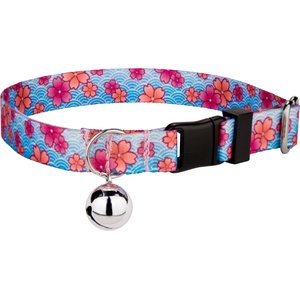 Country Brook Petz Pink April Blossoms Cat Collar, Blue, 8 to 12-in neck, 1/2-in wide