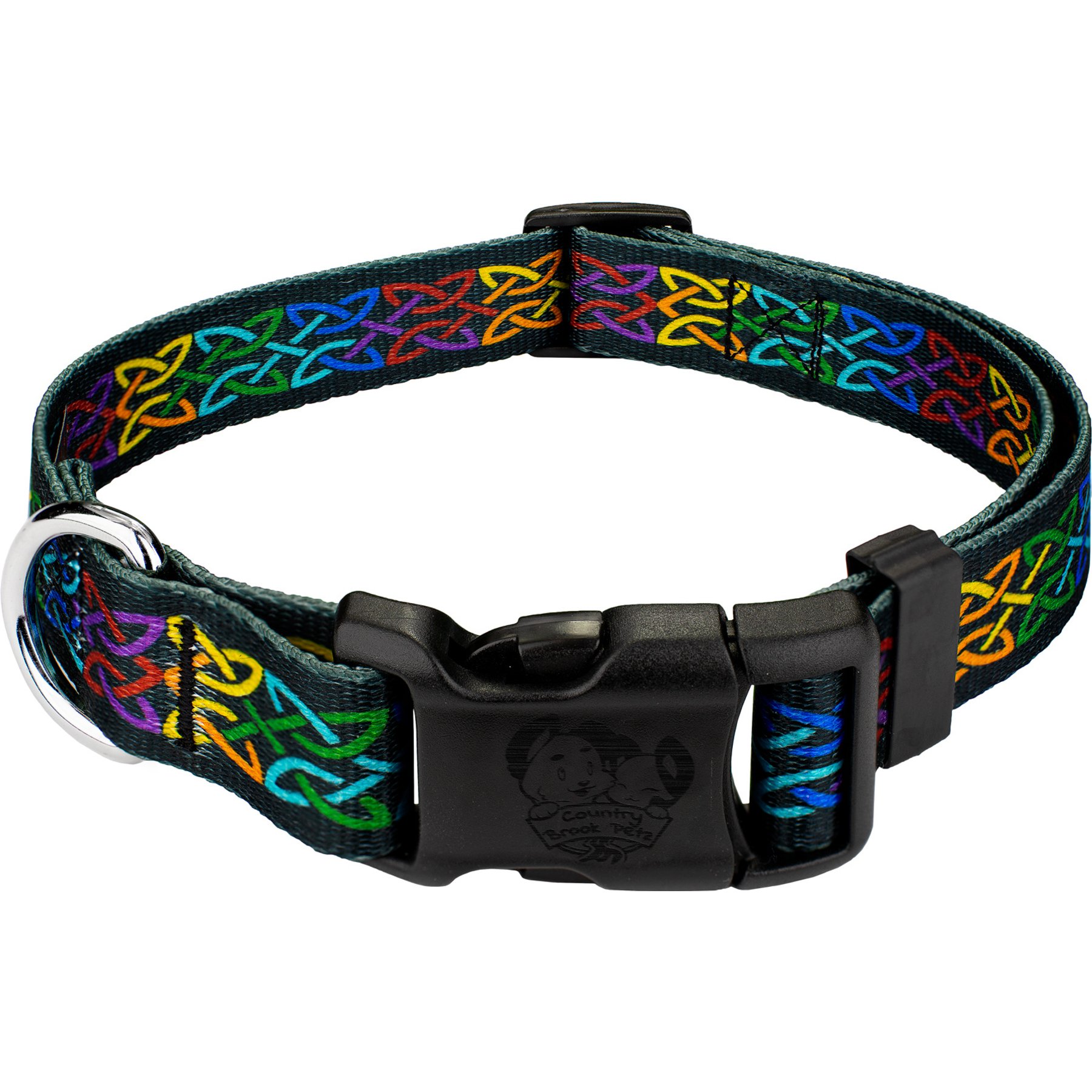 Country Brook Petz Everyday Celtic Pride Polyester Dog Collar, Multicolor, Small: 11 to 13-in neck, 5/8-in wide