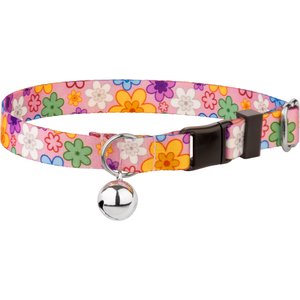 Country Brook Petz May Flowers Bell Cat Collar, Multicolor, 8 to 12-in neck, 1/2-in wide