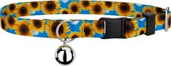 Country Brook Petz Sunflowers Bell Cat Collar, Yellow, 8 to 12-in neck, 1/2-in wide