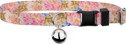 Country Brook Petz Watercolor Peonies Cat Collar, Pink, 8 to 12-in neck, 1/2-in wide