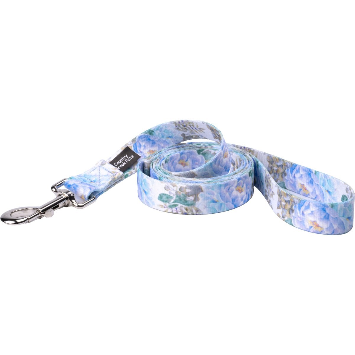 Country Brook Petz Blue Peonies Everyday Dog Leash, Blue, Medium: 4-ft long, 5/8-in wide