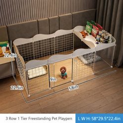 NonoPets Customizable DIY Versatile Indoor Foldable Metal Wire Dog & Cat Exercise Playpen with Integrated Storage Top, 58 x 29.5 x 22.5-in slide 2 of 3