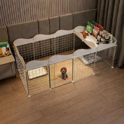 NonoPets Customizable DIY Versatile Indoor Foldable Metal Wire Dog & Cat Exercise Playpen with Integrated Storage Top, 58 x 29.5 x 22.5-in